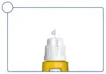 Medicine vial with a yellow body and white cap with a dropper dispenser on a white background