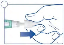 Line drawing of a hand pushing a syringe forward