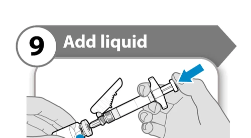 Illustration of a hand holding a syringe and a
