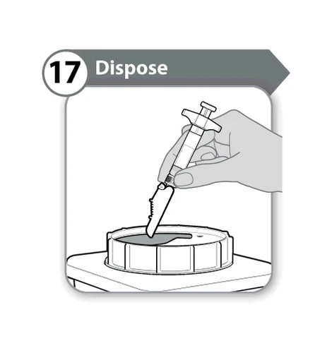 One hand gripping a syringe to insert the