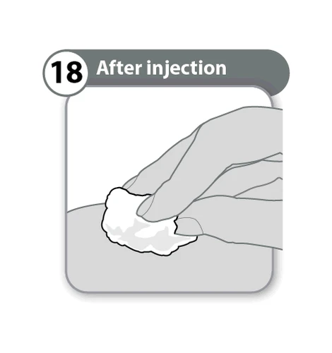 One hand pressing a white cotton ball onto the skin immediately after the