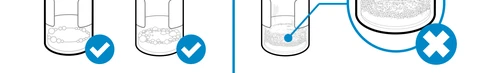 Three medication vials with air bubbles in the