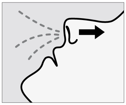 Lateral profile of a human face with dashed lines indicating the