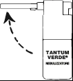 Технический рисунок небулайзера Tantum Verde со штриховой стрелкой, указывающей направление вращательного движения