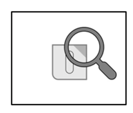 Stylized icon of a magnifying glass