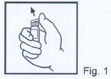 Black and white drawing of a hand holding a medicine bottle with an arrow indicating an upward movement