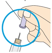 A hand holding a glass vial while a needle is inserted through the rubber stopper to withdraw liquid
