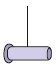 Schematic diagram of a cylindrical medical device in lilac color with a thin black vertical line extending toward the
