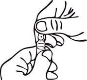 Line drawing of two hands carefully holding and opening the cap of a medicine bottle for administration