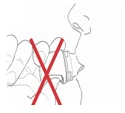 Dibujo lineal de una mano que sostiene un frasco con una gran cruz roja encima que indica un error o una prohibición