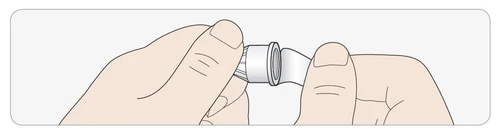 Two hands holding and rotating a small white cylindrical container to open or seal it properly