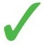 A green checkmark with rounded edges on a white background