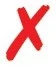 A large red cross with thick, slightly irregular strokes on a white background