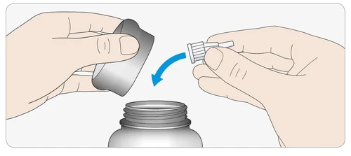 Two hands inserting a threaded white cap at the