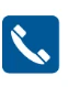 Icono blanco de un teléfono inclinado sobre fondo cuadrado azul con esquinas redondeadas