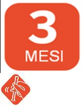 Icona rossa con numero 3 bianco e scritta MESI sotto e un piccolo simbolo stilizzato di una mano che tiene una siringa in basso a sinistra