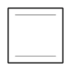 Square panel with thick black border and two thin gray horizontal lines positioned at the top and bottom respectively