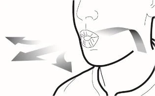 Disegno schematico di un volto umano con frecce che indicano il movimento della mascella e della bocca per l'apertura e la chiusura