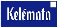 Logotipo del medicamento Kelémata escrito en letras blancas estilizadas sobre un fondo rectangular de color azul oscuro