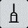 Stylized black icon on gray background representing a medical vial with a crown cap and a long, thin neck