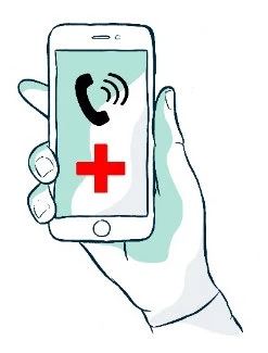 A hand holds a smartphone with the screen displaying the