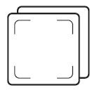 Line drawing of two overlapping square leaflets with rounded edges and internal lines outlining their perimeter