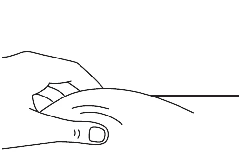 Line drawing showing a hand pinching the skin of the arm or thigh to create a fold before injection