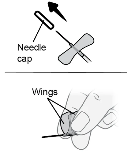 Diagram showing how to remove the cap of the