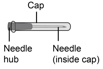 Diagram of a medical device with protective cap, base of the