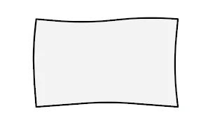 Rectangular panel with thin black borders and slightly curved sides toward the