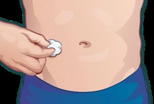 A hand holding a white cotton swab over the
