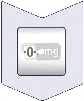 Gráfico estilizado con fondo azul celeste en forma de escudo que contiene un recuadro blanco con la inscripción 0 mg en letras blancas y grises