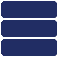 Tres rectángulos azul oscuro con esquinas redondeadas dispuestos horizontalmente uno encima del otro