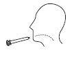 Disegno schematico di profilo di una testa umana con una siringa che punta verso la zona della bocca e della mascella