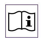 Icona nera di un libretto aperto con una lettera i minuscola sulla pagina destra all'interno di un riquadro viola su sfondo bianco