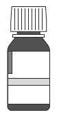 Stylized drawing of a medical vial with a vertically grooved cap and a