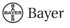 Logo aziendale Bayer composto da un cerchio con la scritta Bayer disposta verticalmente e orizzontalmente accanto al nome Bayer in caratteri grandi