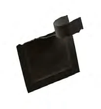 A square black pouch with a small upper flap for the