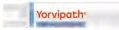 Logo of the drug Yorvipath written in red on a white background with a blue vertical bar on the left and a blue horizontal band at the bottom