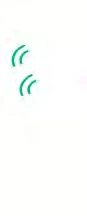 Two pairs of green curved parentheses arranged vertically on a white background