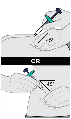 Two illustrations show how to insert the device