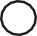 A black, distinct circle with a thick outline on a white background