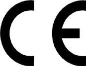 Black CE certification mark consisting of large, bold letters C and E on a white background