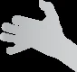 Silhouette of a human hand and forearm facing left, depicted as a gray graphic on a white background