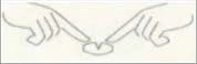 Two hands with index fingers extended directing attention to a heart shape positioned centrally between them