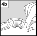 Drawing showing a hand gently pressing and massaging an area of tissue or skin for the application of a medical preparation
