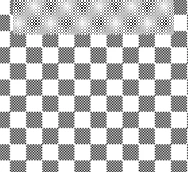 Nessun elemento visibile, l'immagine mostra esclusivamente un motivo a scacchiera in bianco e nero a bassa risoluzione con disturbi digitali nella parte superiore