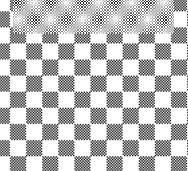 No visible elements; the image shows only a black-and-white checkerboard pattern and a stripe with a dotted motif on a white background
