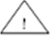Black exclamation mark placed inside a triangle with thick border, warning symbol on white background