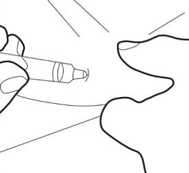 Hand holding an inhaler device approaching the nose to deliver medication through the mucous membrane to facilitate breathing
